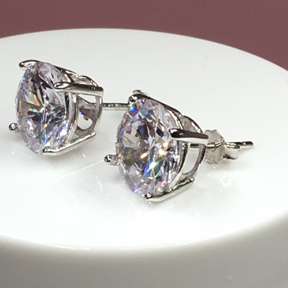 14k white gold 8 ct diamond stud earrings silver - Picture 7 of 10